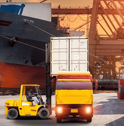 Forklift loading containers