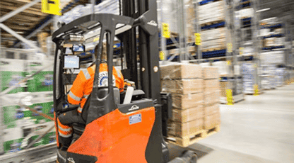 Forklift loading containers